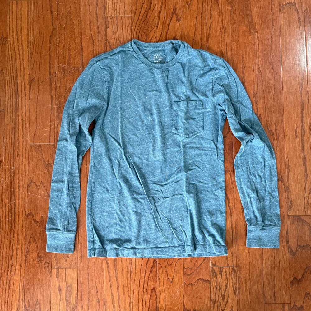 J. Crew Blue Long Sleeve Pocket Tee Shirt